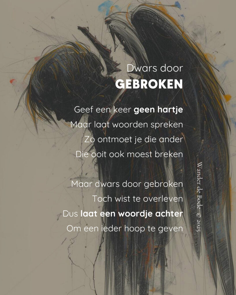 Gedicht - Dwars door gebroken